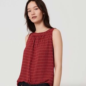 LOFT Boatneck Red Mixed Media Tank